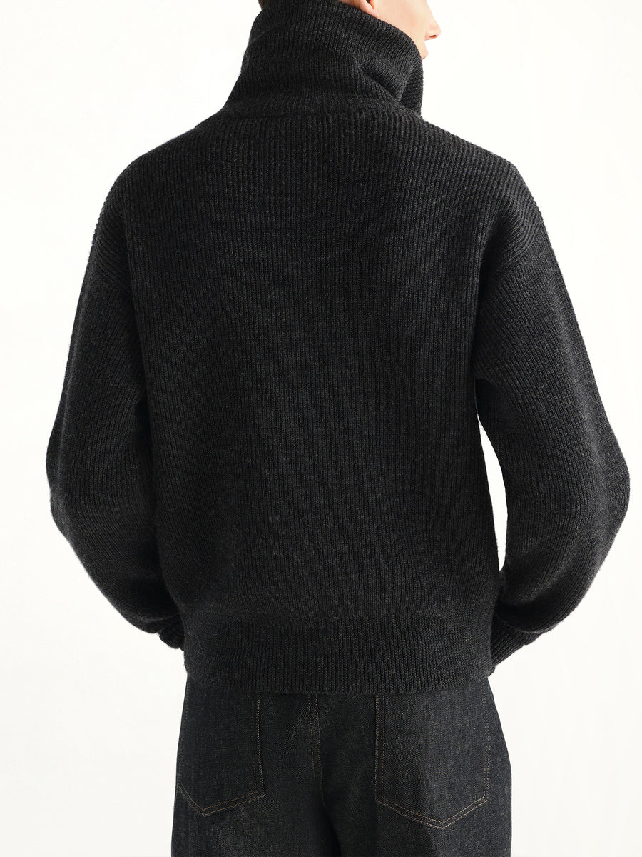 Zipped Cardigan in Ash Melange