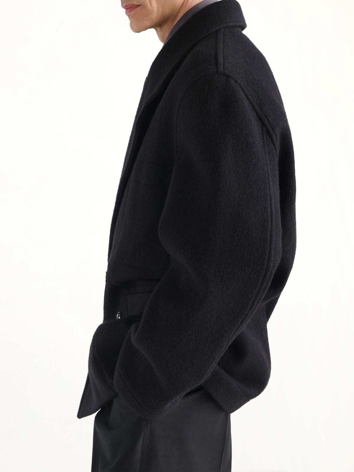 Short DB Coat in Black