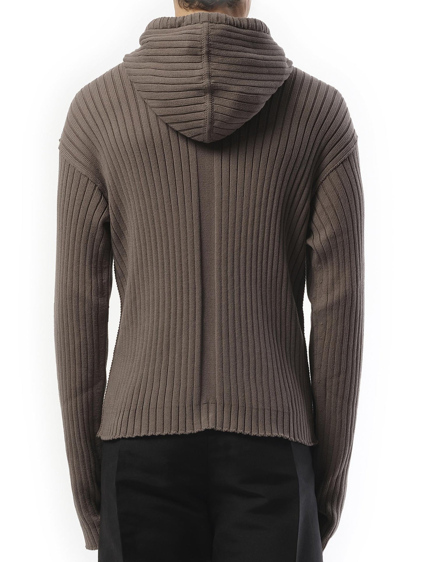 Rick Owens Zipped Knit Hoodie in Dust