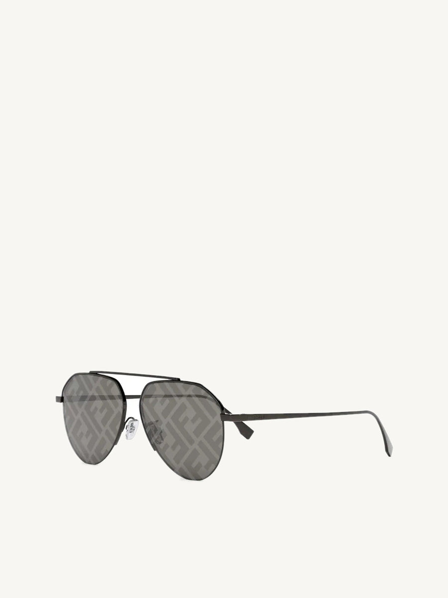 FE40061U Aviator Sunglasses with Smoke Mirror Lens in Shiny Dark Ruthenium