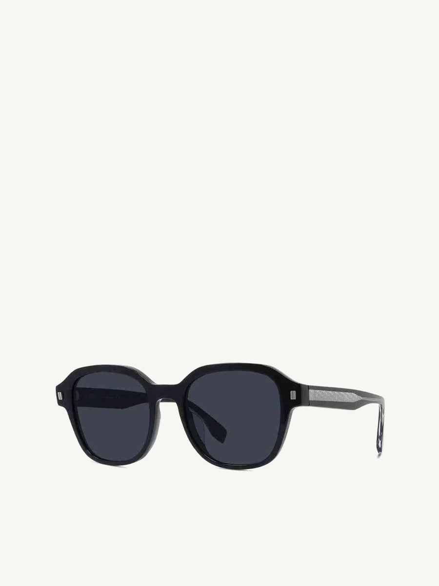 FE40002U Square Sunglasses with Blue Lens in Shiny Black