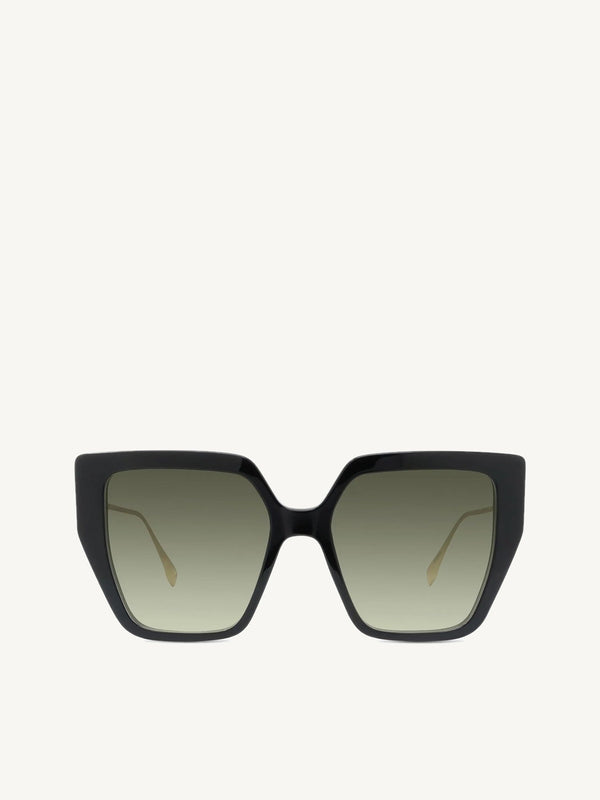 FE40012U Cat Eye Sunglasses with Gradient Green Lens in Shiny Black