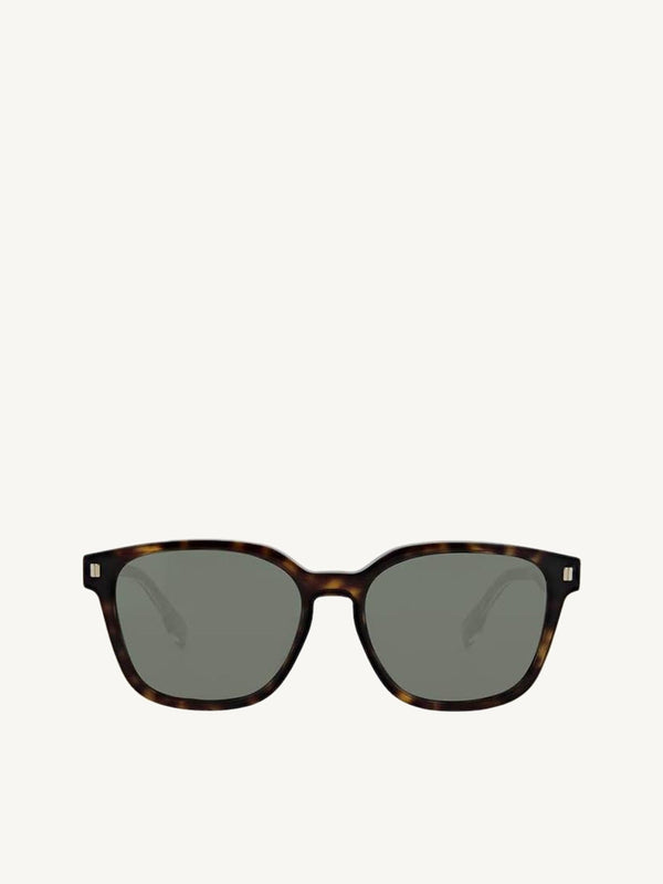 FE40001U Square Sunglasses with Green Lens in Dark Havana