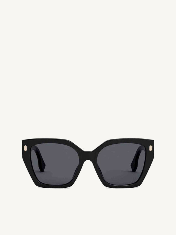 FE40070F Thick Square Sunglasses with Smoke Lens in Shiny Black
