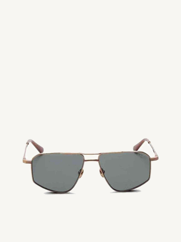 Thirty Six II Sunglasses with Green Lens in Gold Silver