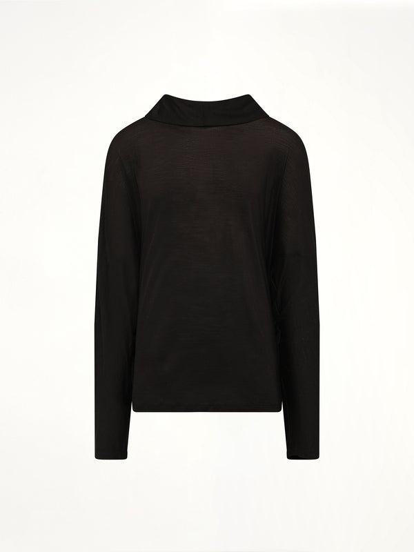 Silk Wool Hooded Tunic in Black
