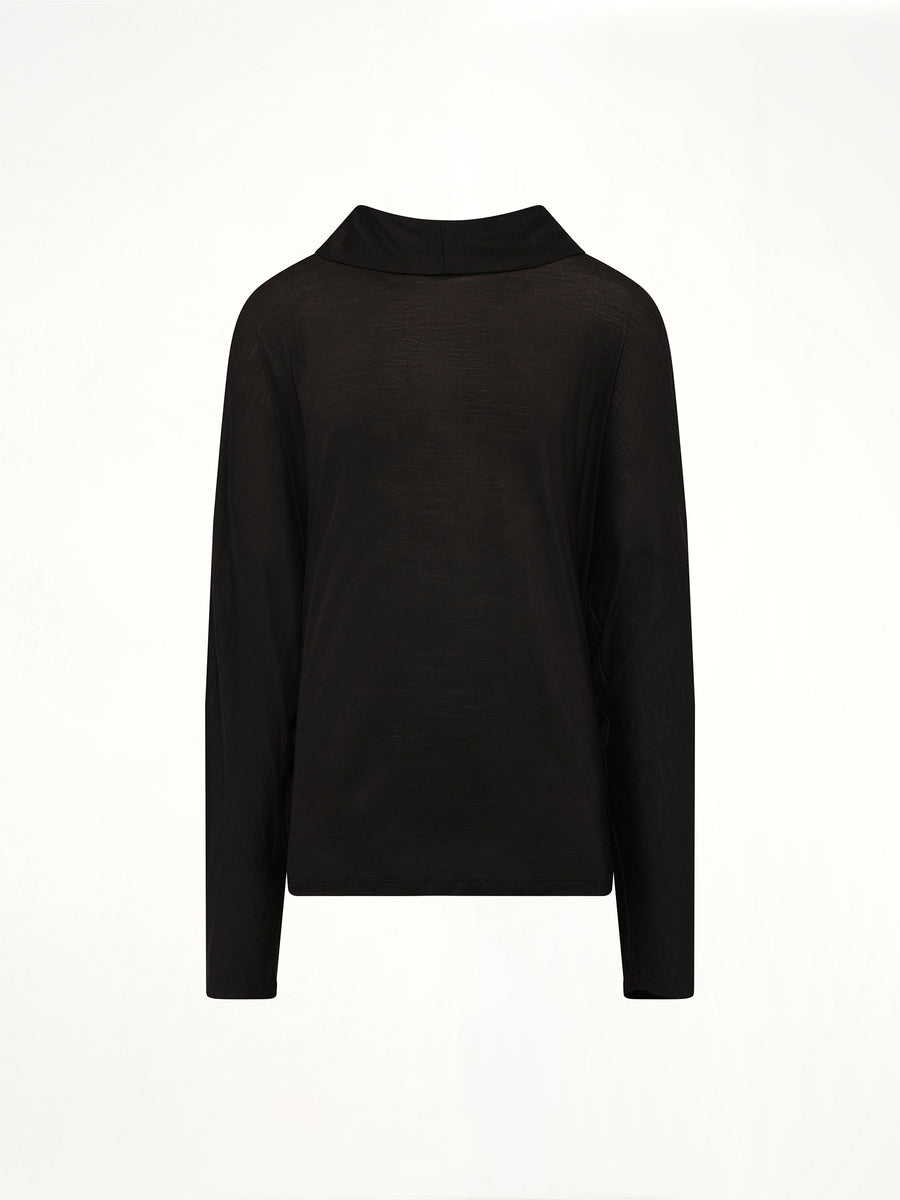 Silk Wool Hooded Tunic in Black