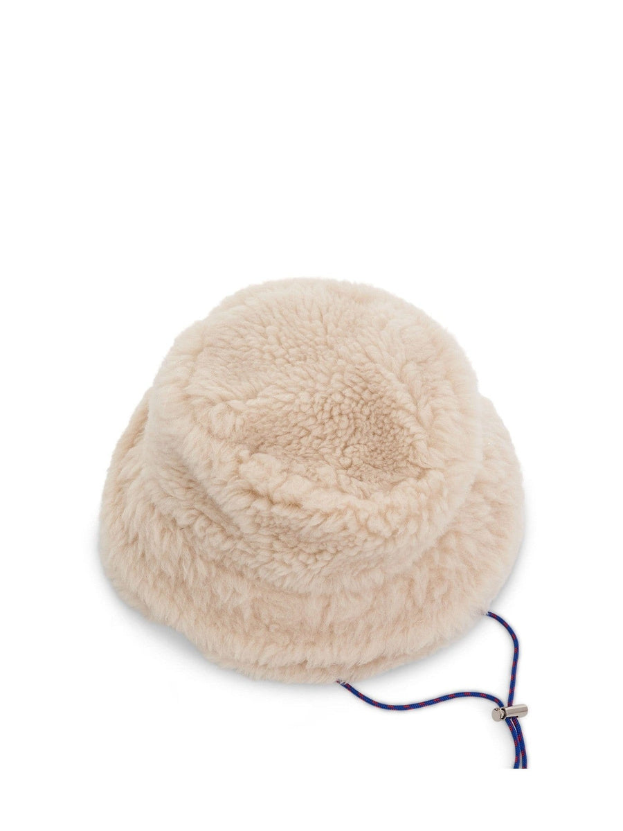 Double Brim Faux Shearling in Off White
