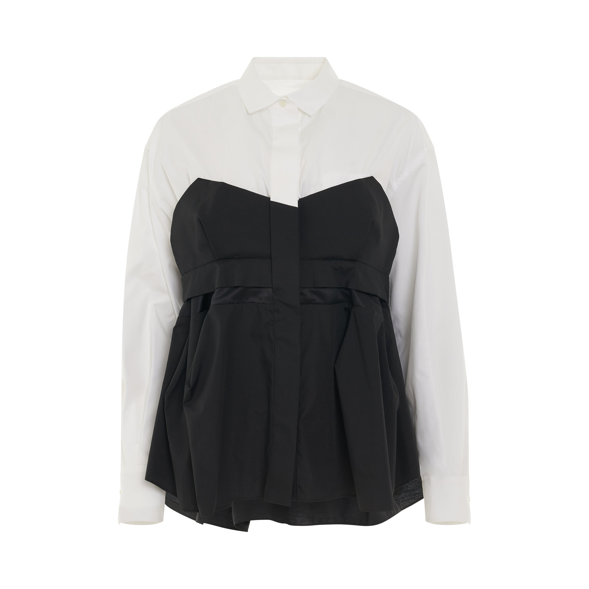 SACAI Cotton Poplin Shirt in Off White/Black – MARAIS