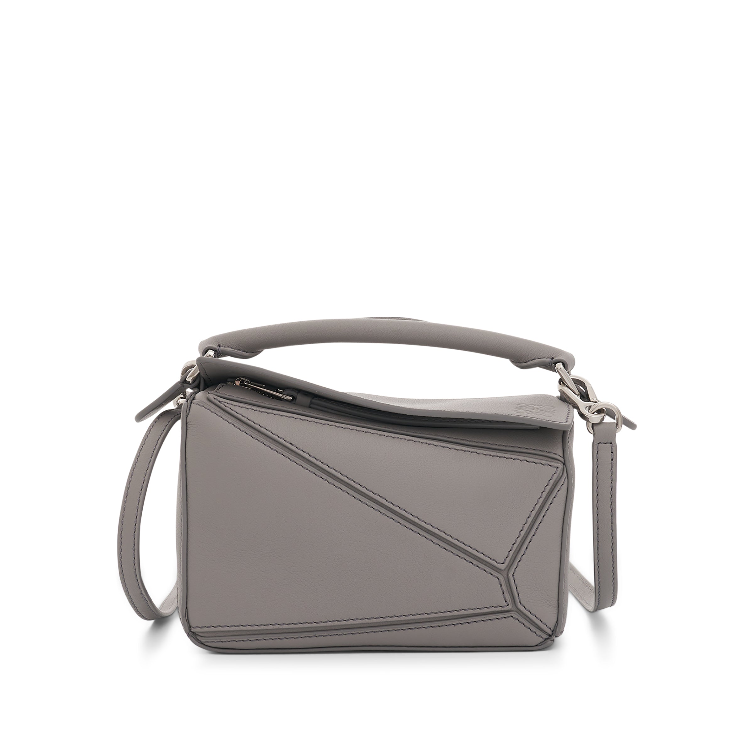 Mini Puzzle Bag in Classic Calfskin in Pearl Grey