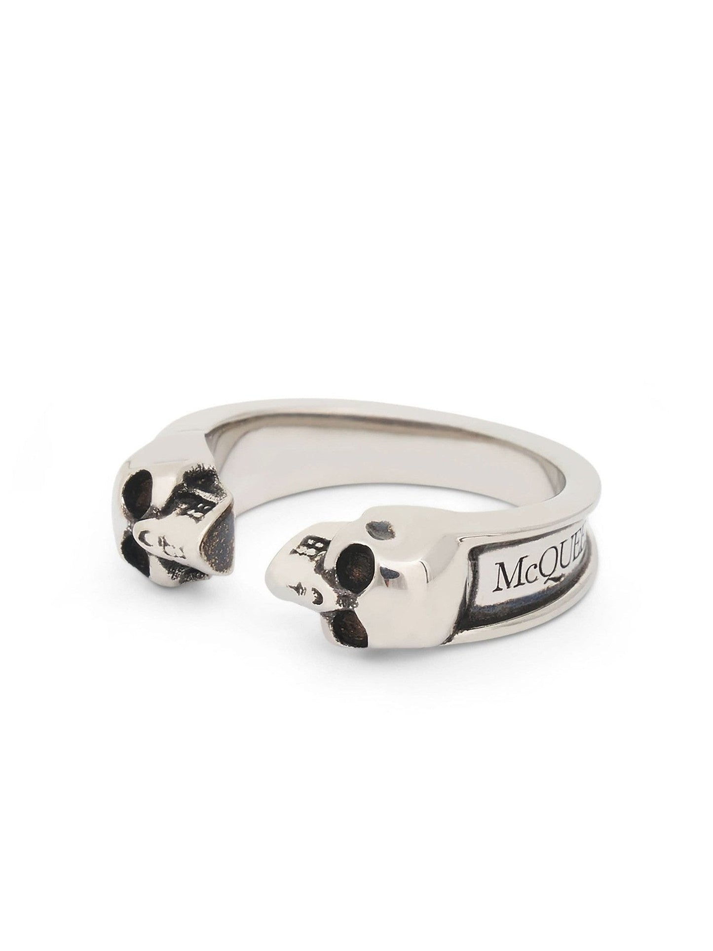 Alexander Mcqueen Twin Skull Ring in Silver