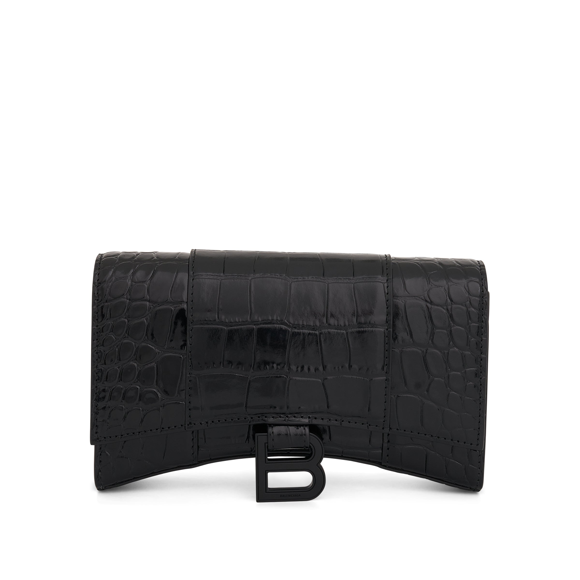 Balenciaga Hourglass Wallet on Chain Bag Black