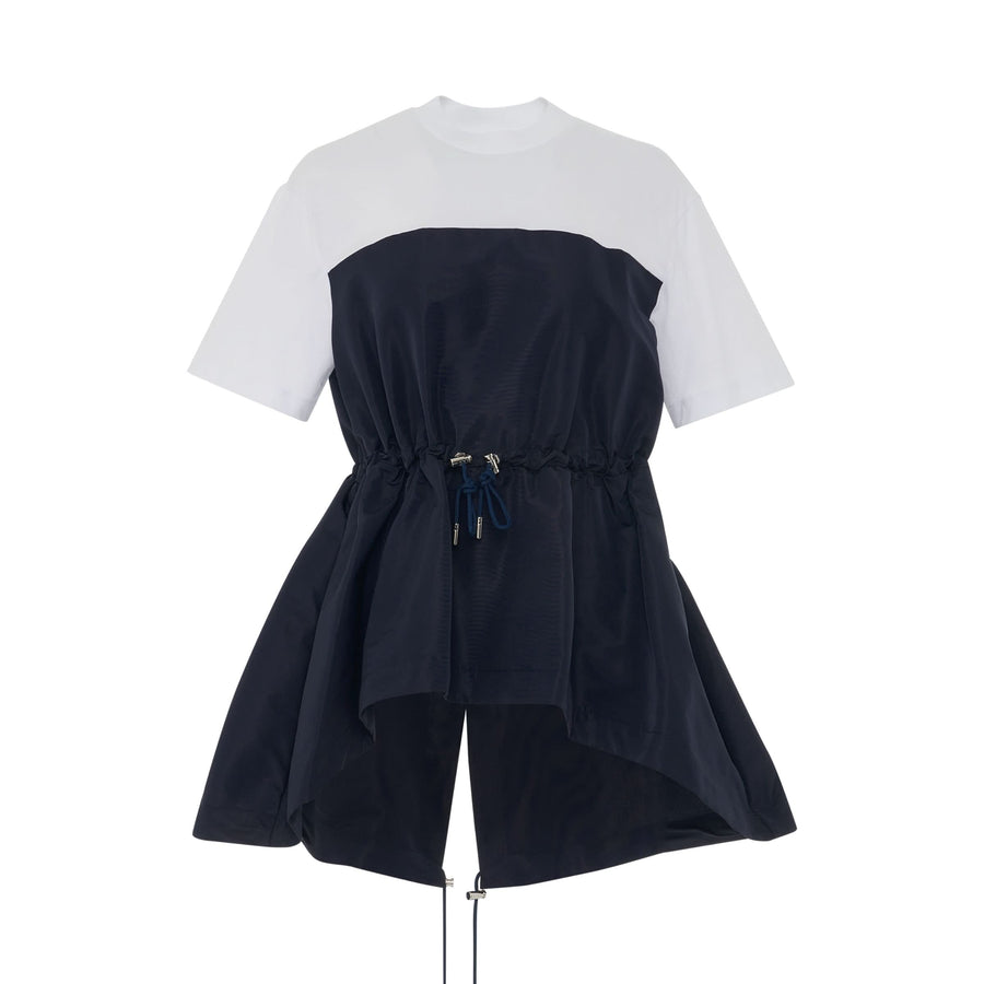 Hybrid Parka T-Shirt in White/Navy