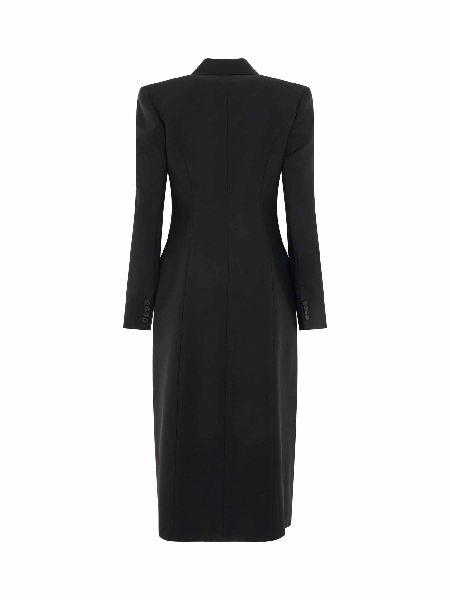 Double Breasted Slit Detail Coat in Black