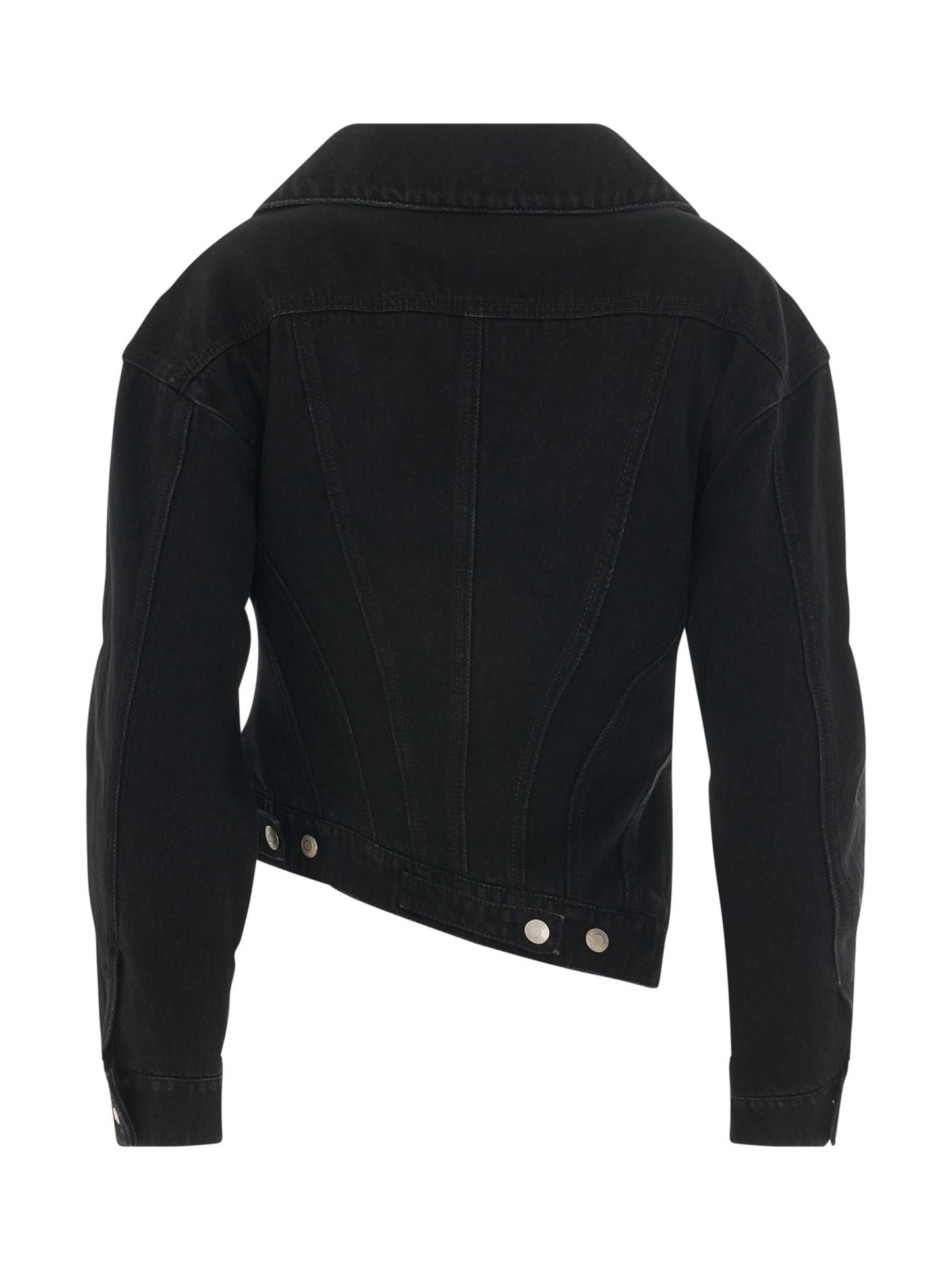 Twisted Asymmetric Denim Jacket in Black