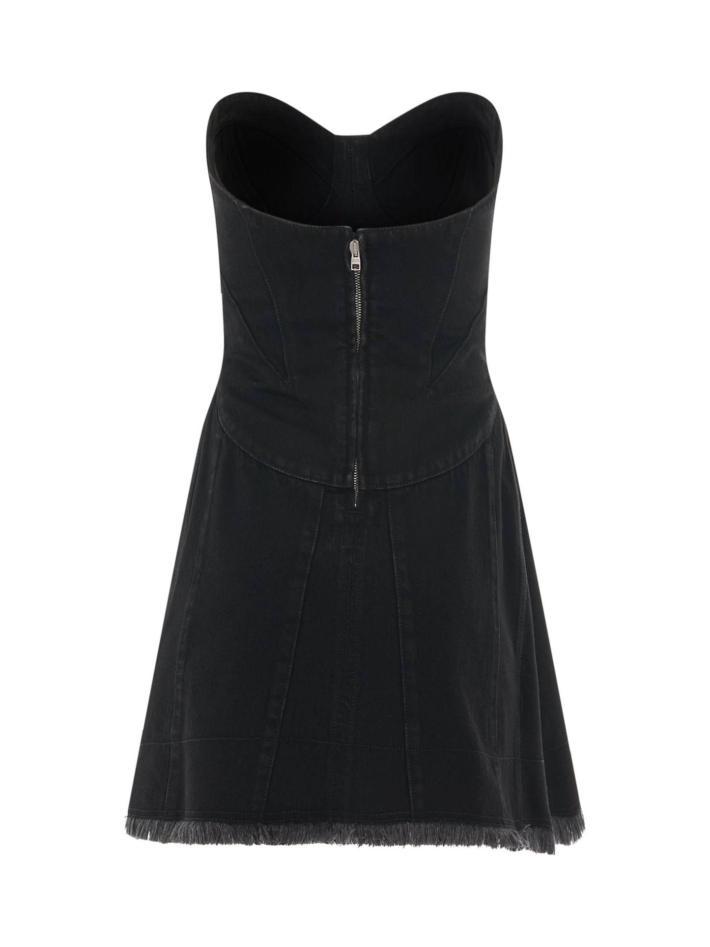 Mini Bustier Denim Dress in Black
