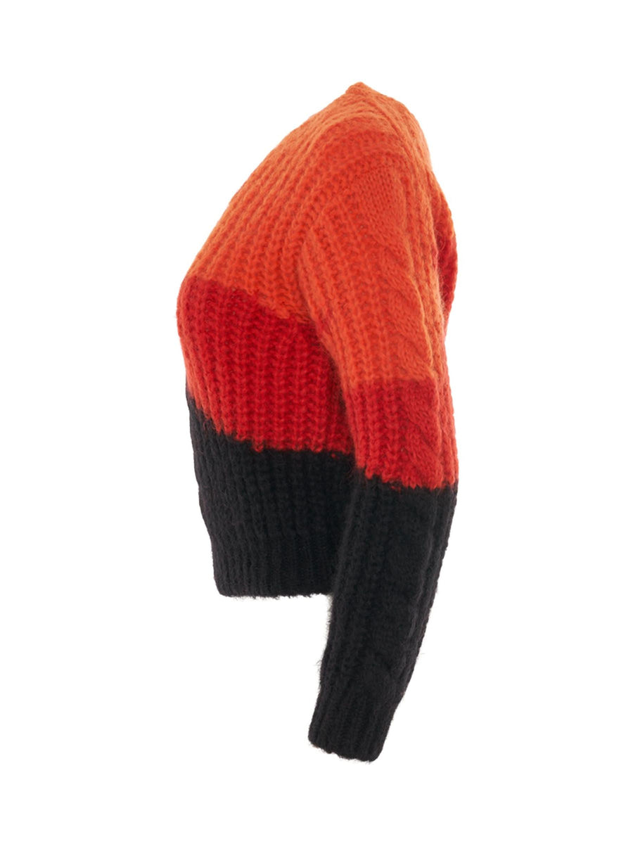 Mohair Crewneck Sweater in Orange/Red/Black