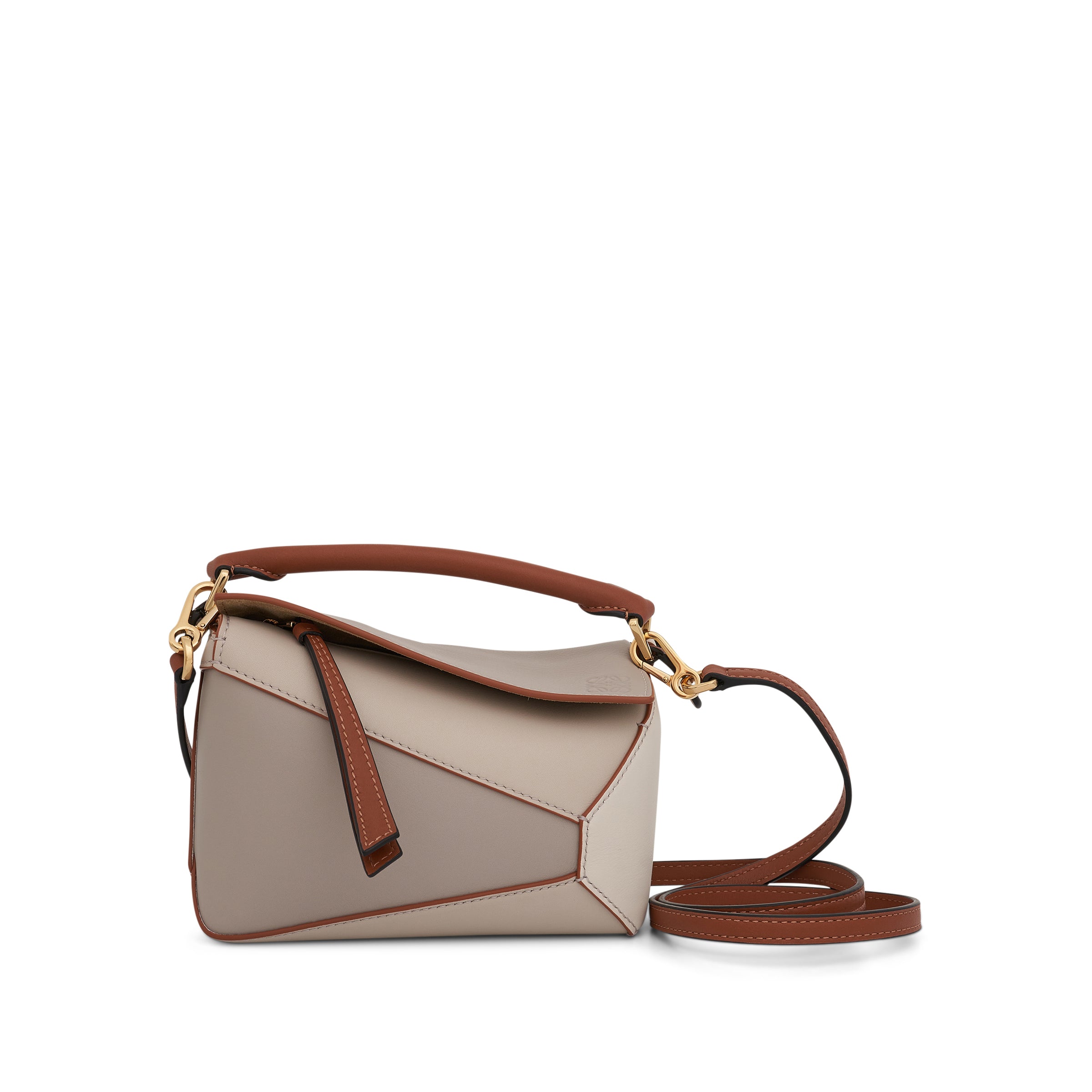 Puzzle Edge Small Leather Shoulder Bag in Brown - Loewe