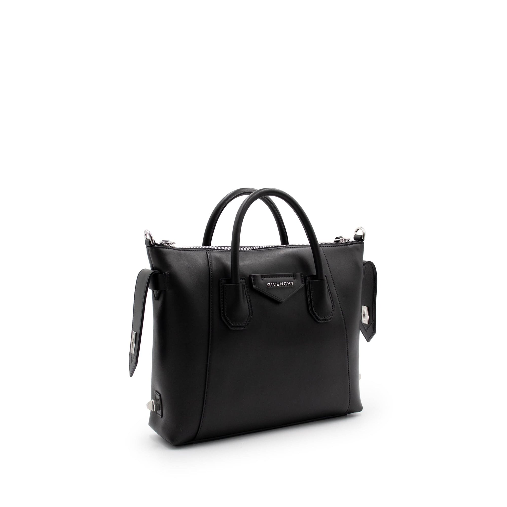 Small Antigona Soft Bag in Calf Leather in Black
