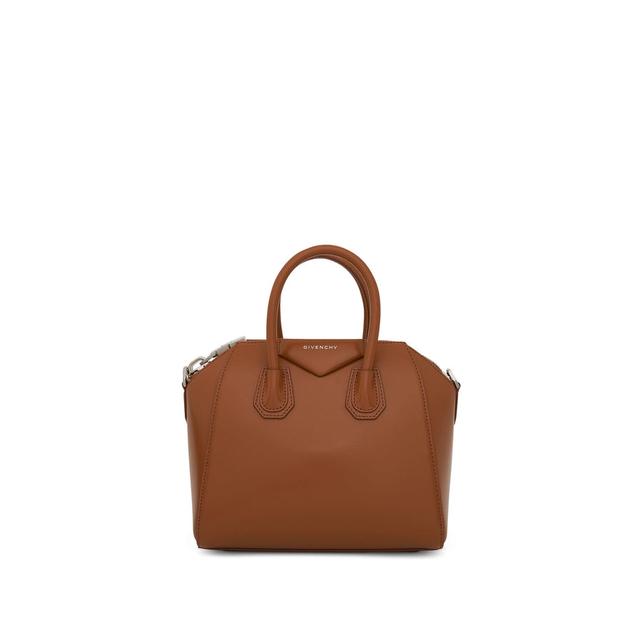 Mini Antigona Bag in Box Leather in Tan