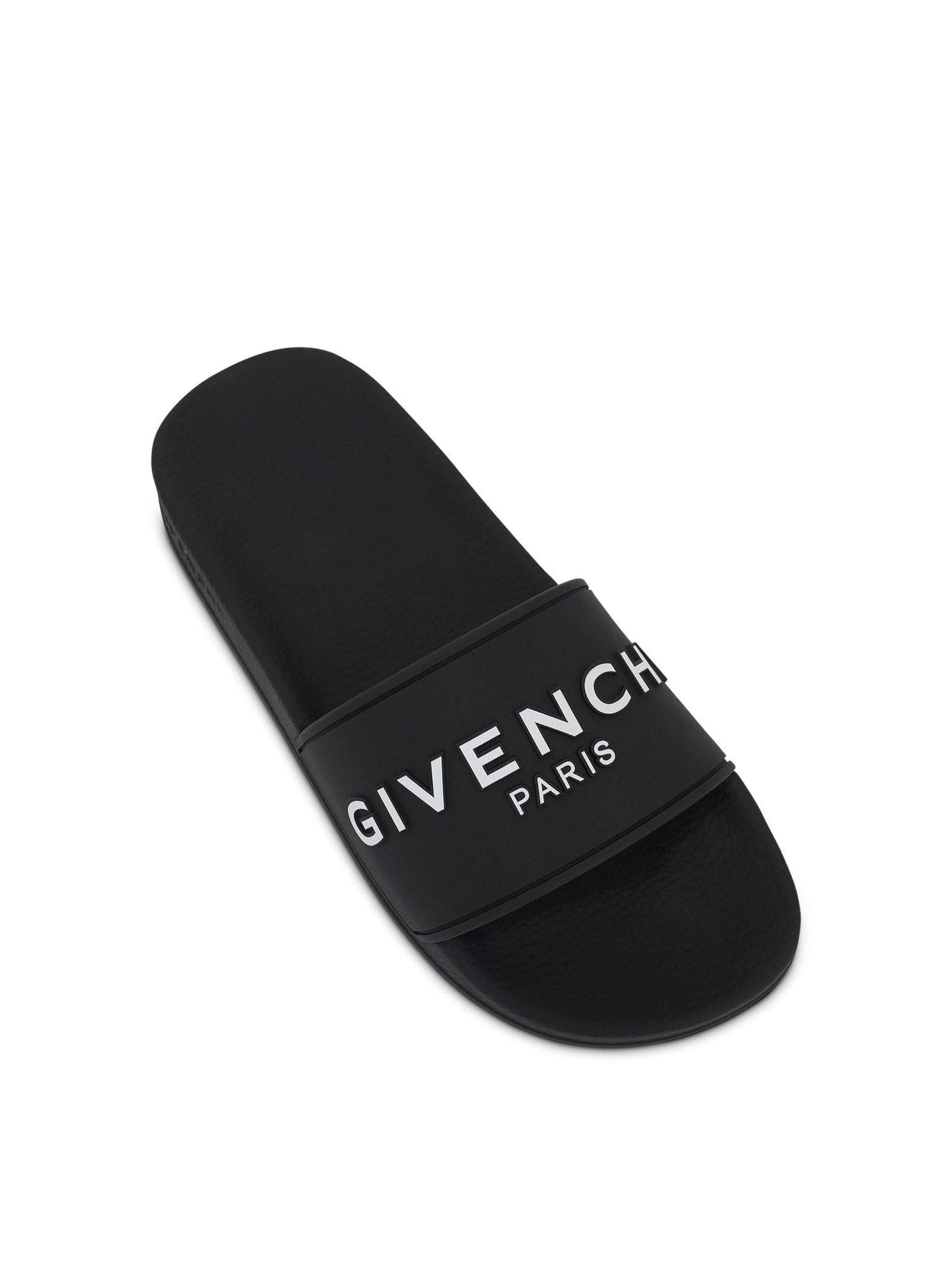 Logo Slide Flat Sandals in Black