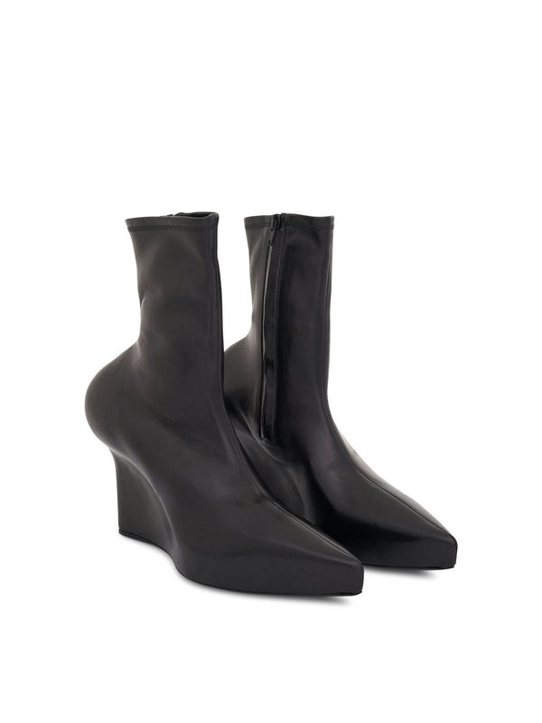 Wedge Ankle Boot in Stretch Leather in Black Front View | GIVENCHY