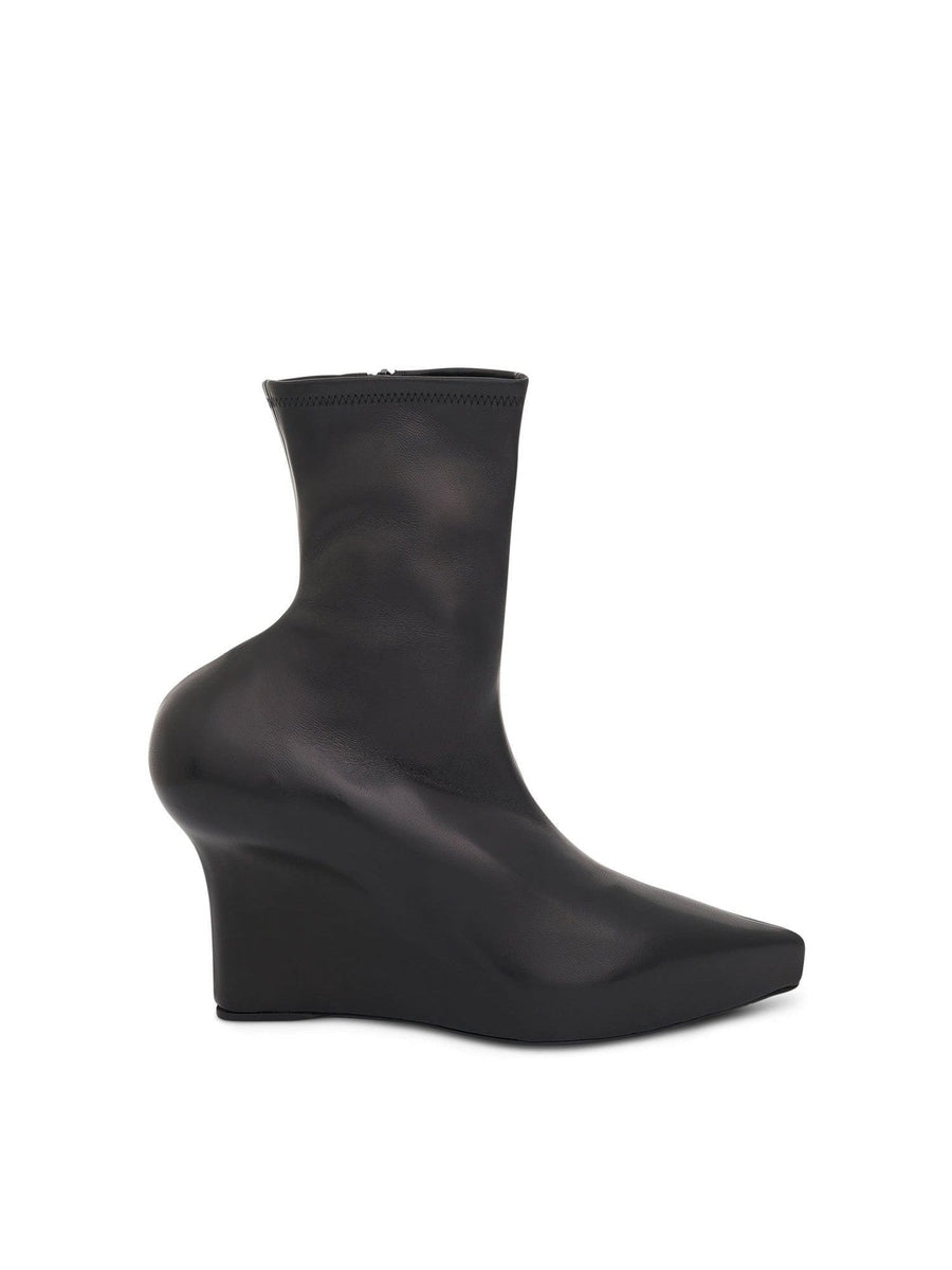 Wedge Ankle Boot in Stretch Leather in Black Side View | GIVENCHY