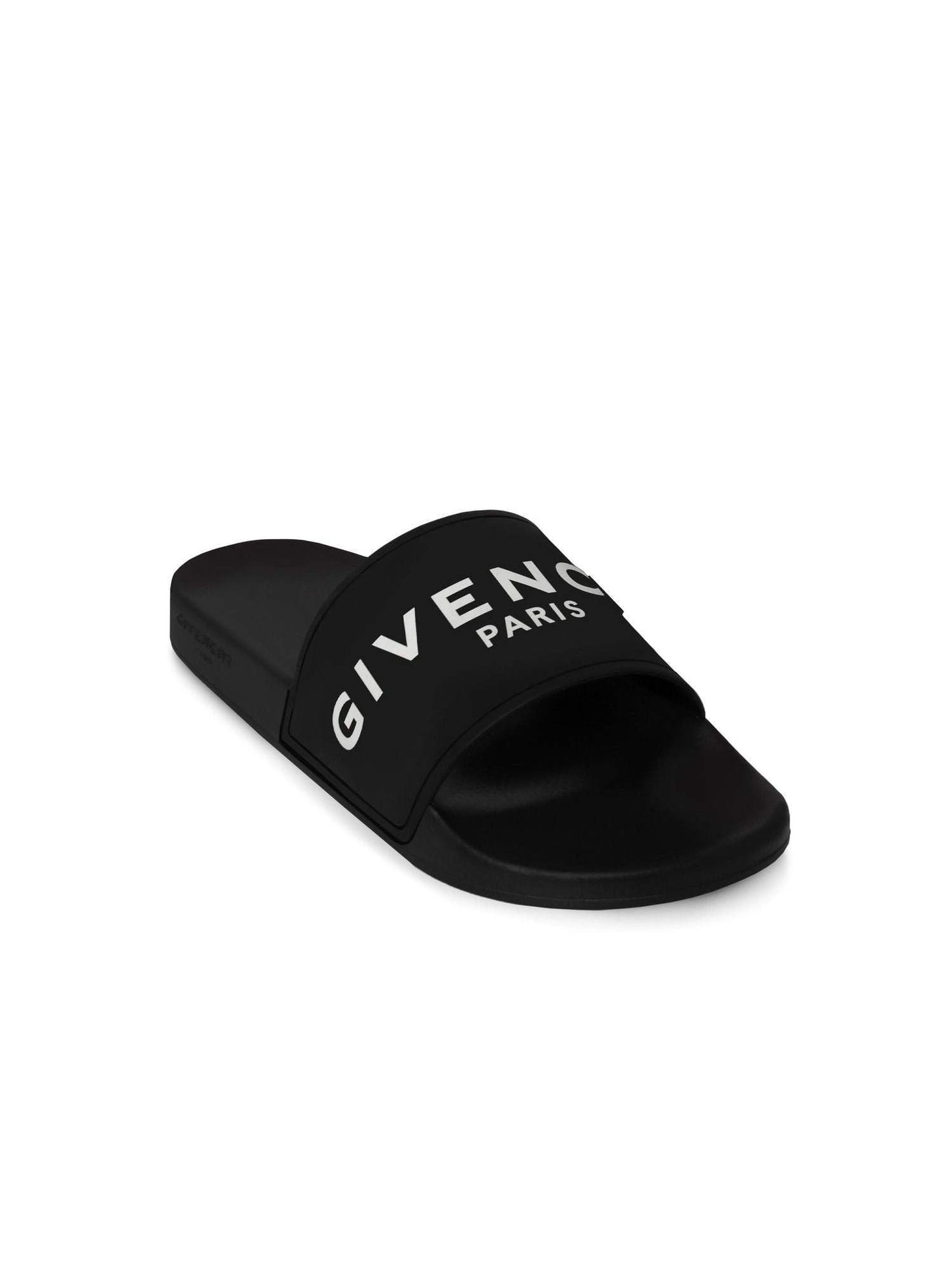 Logo Flat Sandal with Raised Logo in Black