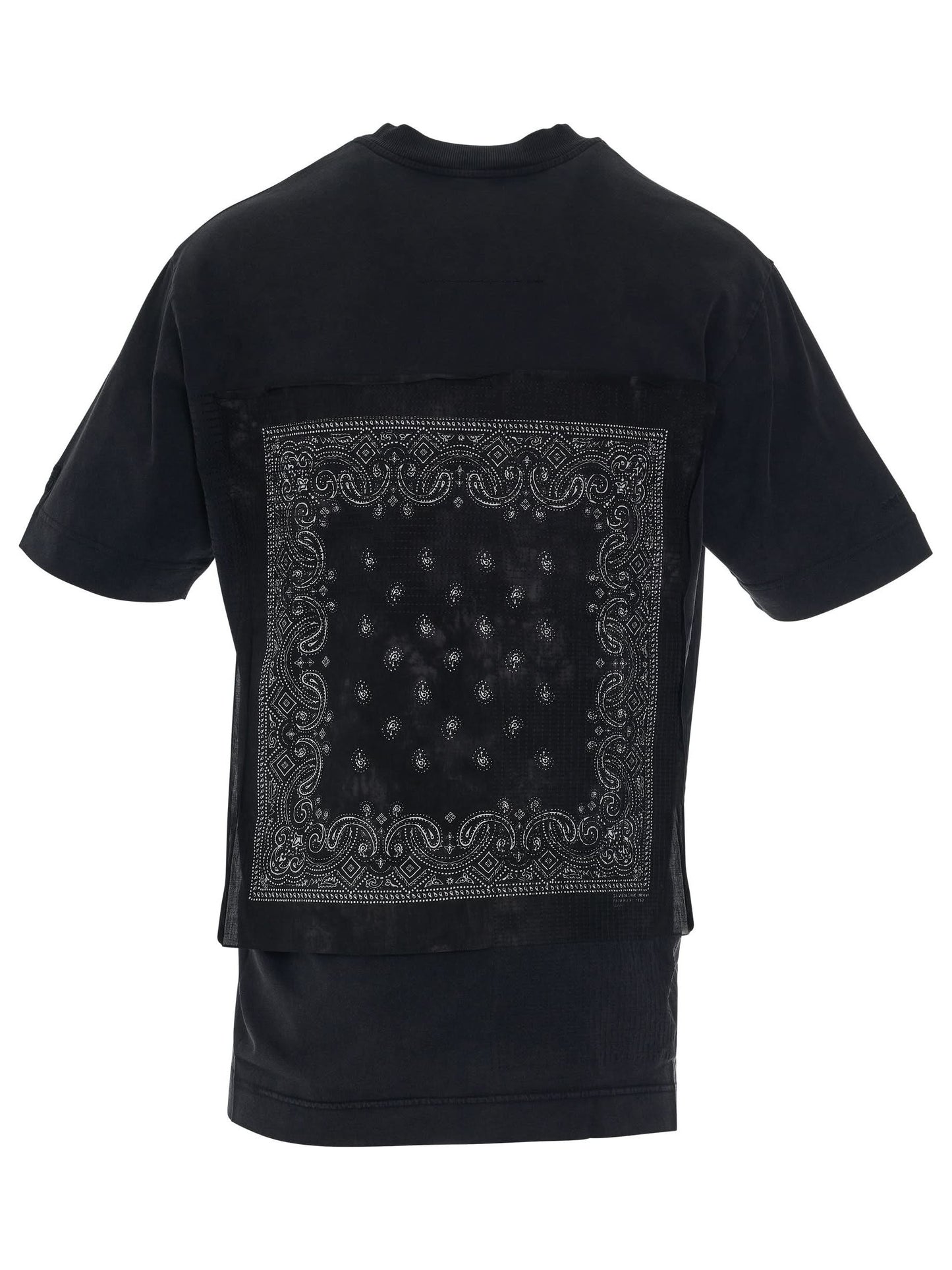 Embroidered Bandanas Washed T-Shirt in Black