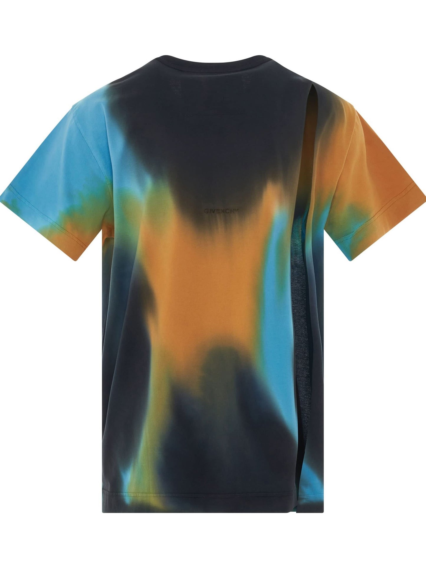 4G Embroidered Oversized Tiedye Back Cut T-Shirt in Black/Blue