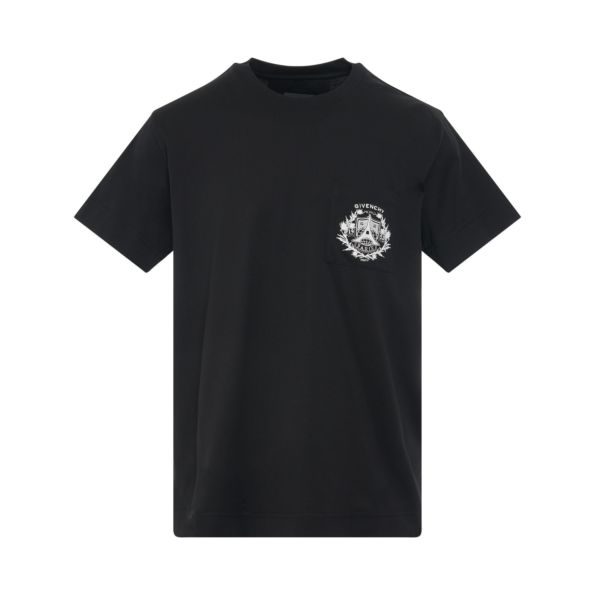 Givenchy Men's Crest Logo Pocket T-Shirt in Black Givenchy