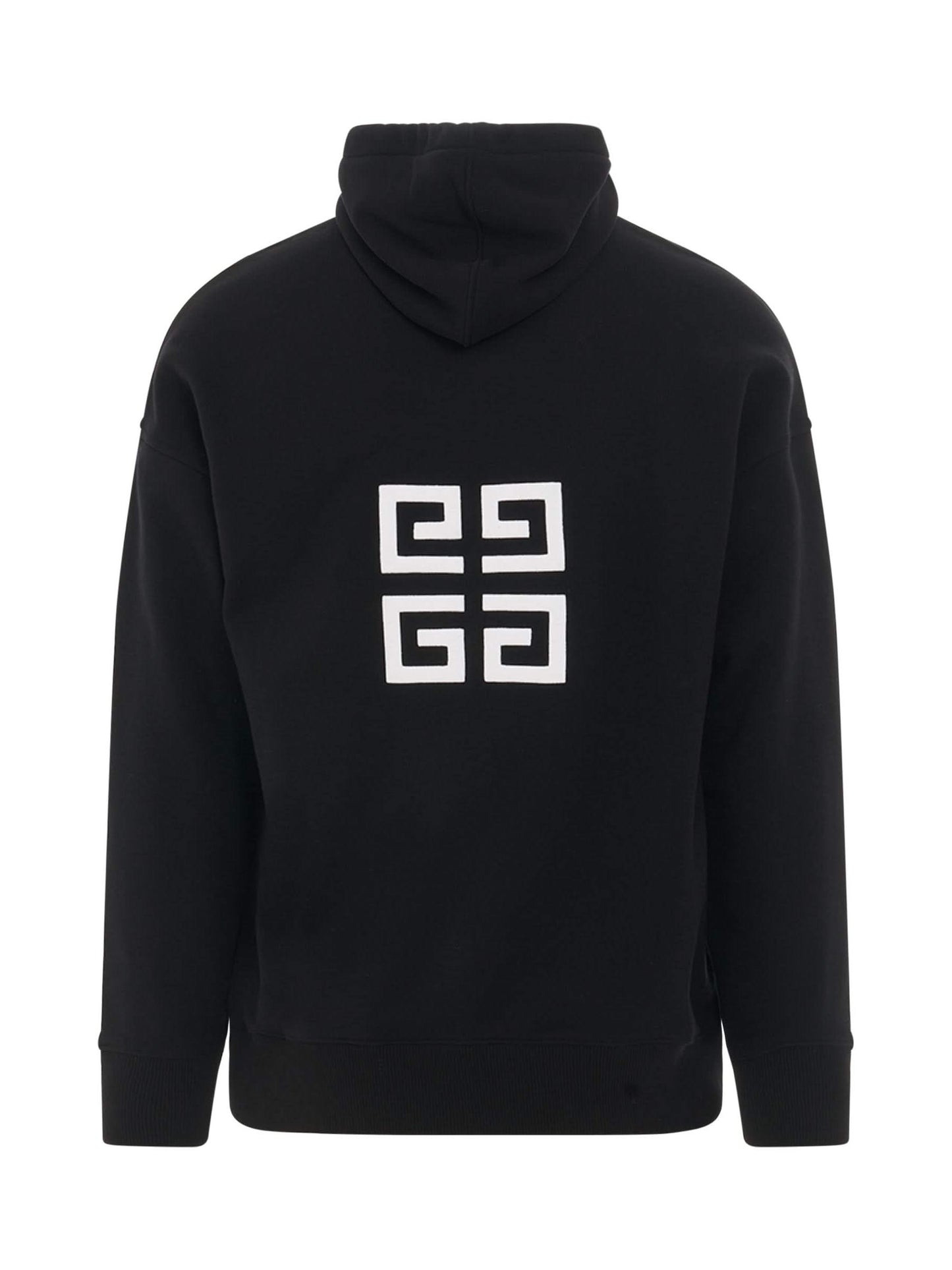Slim Fit Hoodie in Embroidered Felpa in Black