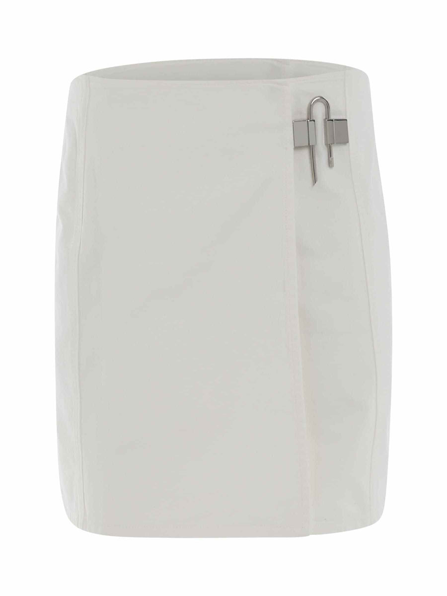 Padlock Mini Denim Skirt in White