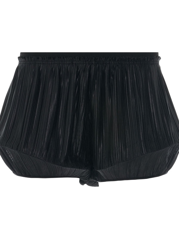 Pleated Structured Shorts in Black