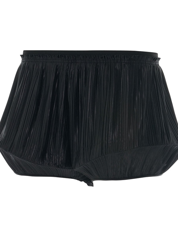 Pleated Structured Shorts in Black