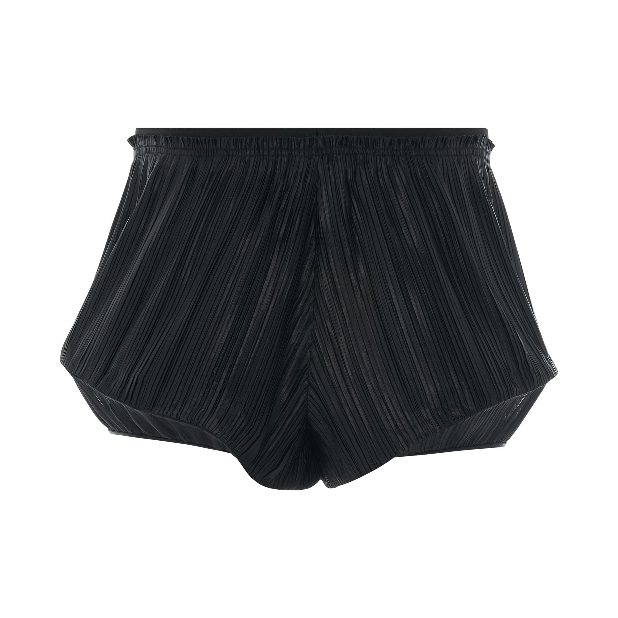 Pleated Structured Shorts in Black