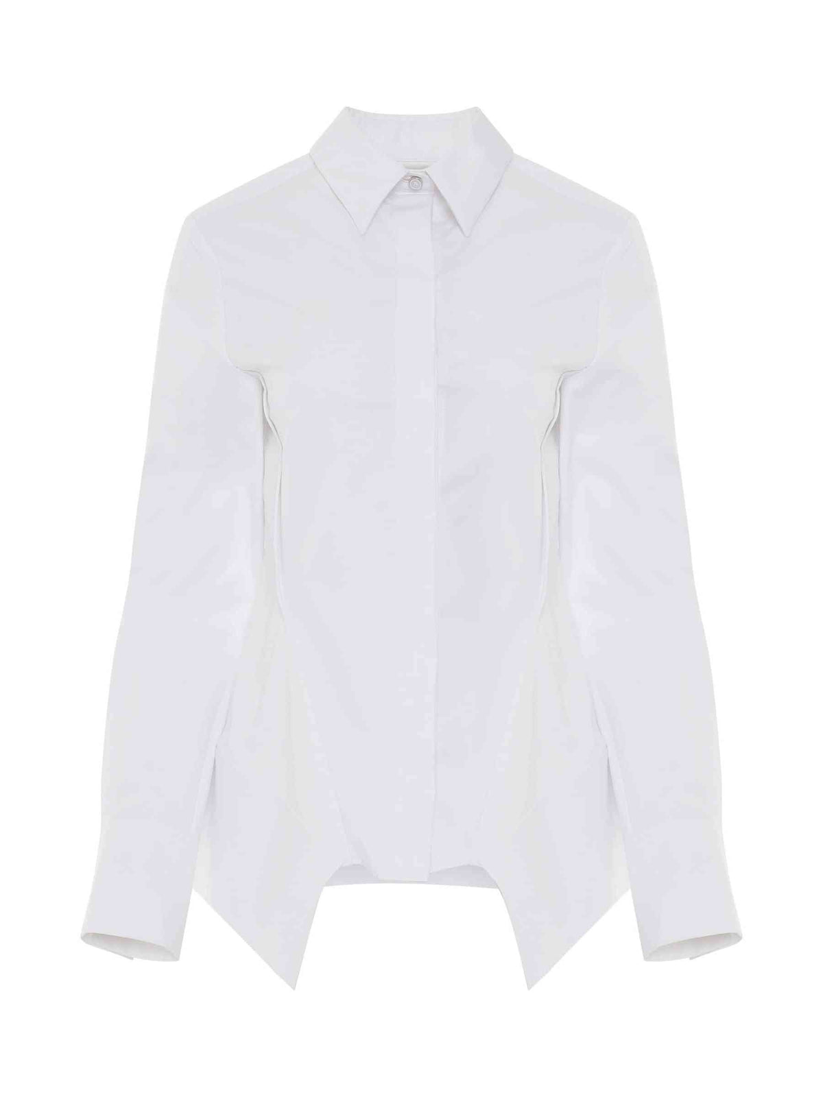 Peplum Long Sleeve Shirt in White