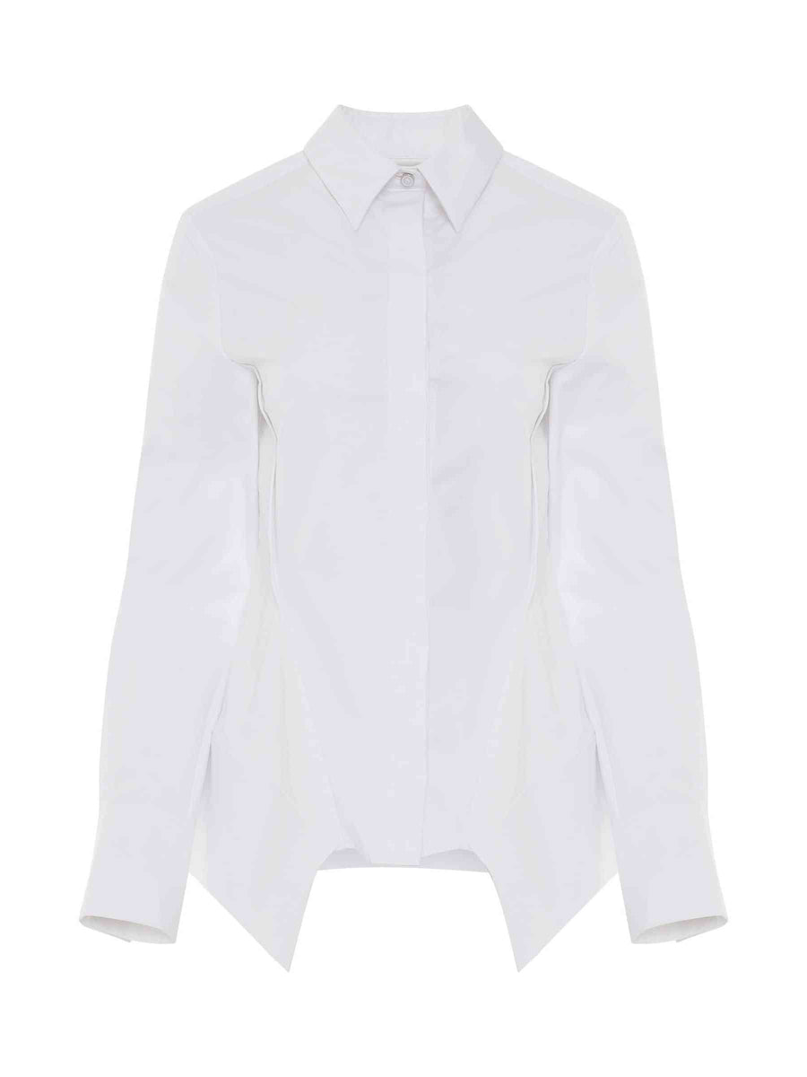 Peplum Long Sleeve Shirt in White