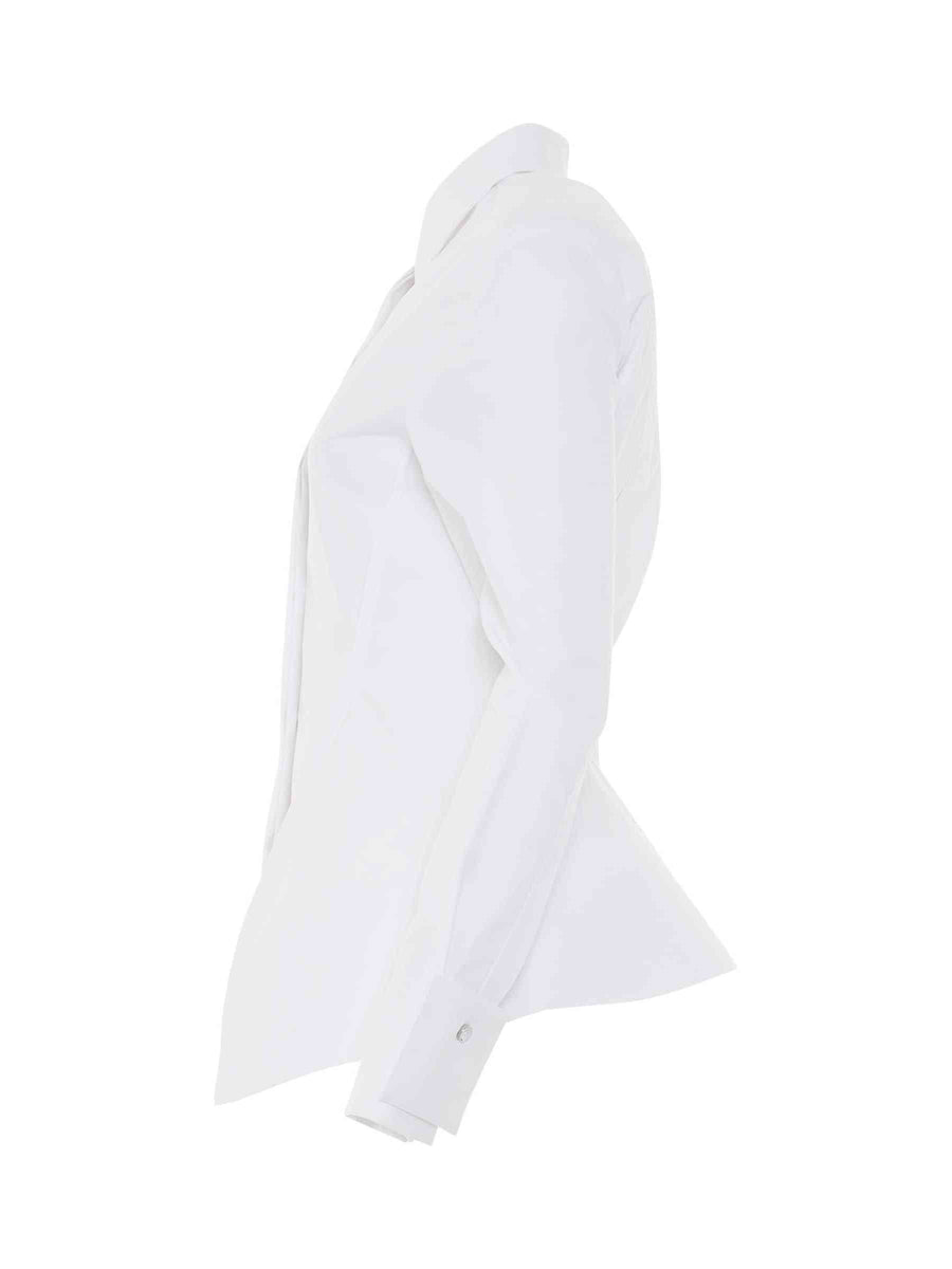 Peplum Long Sleeve Shirt in White