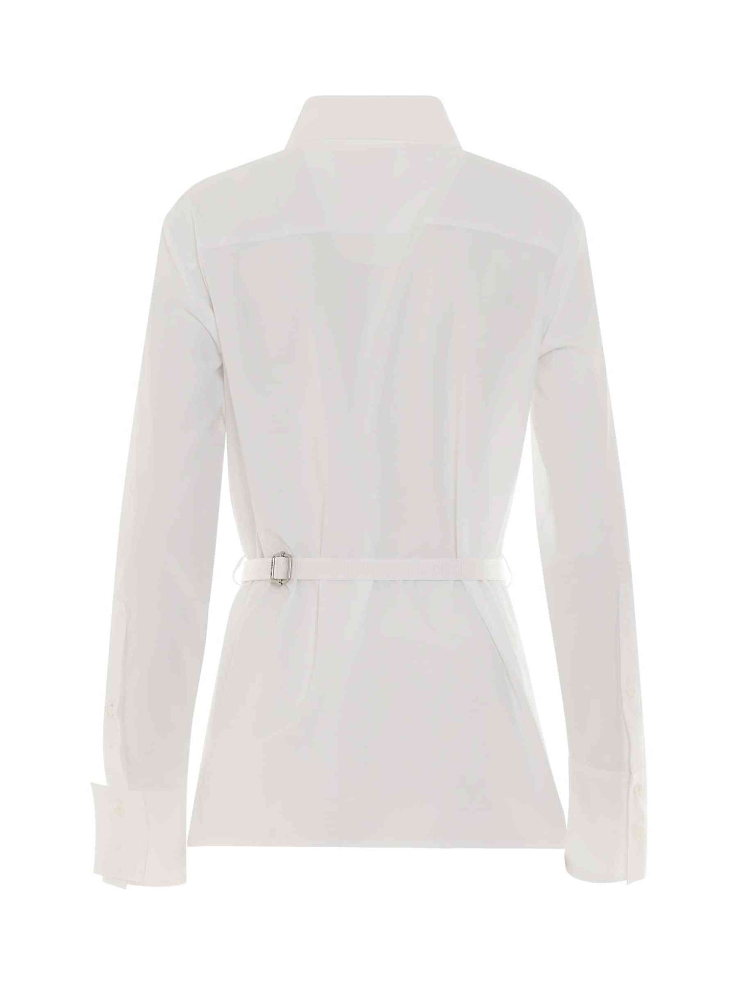 Classic Poplin Shirt with Belt in White