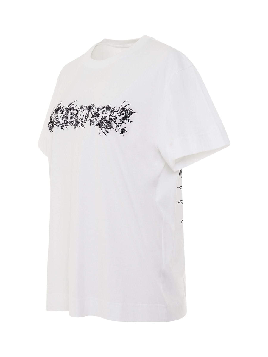 4G Embroidered Logo Thistle T-Shirt in White