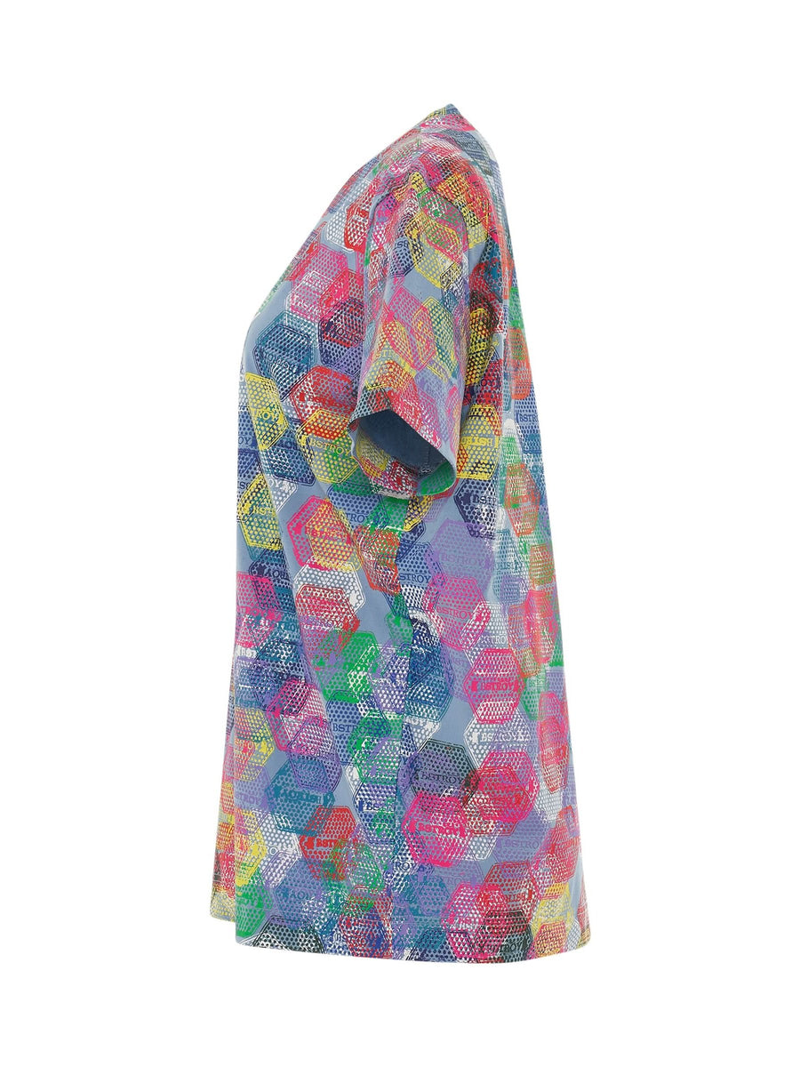 BSTROY All Over Patch Print Loose Fit T-Shirt in Multicolour