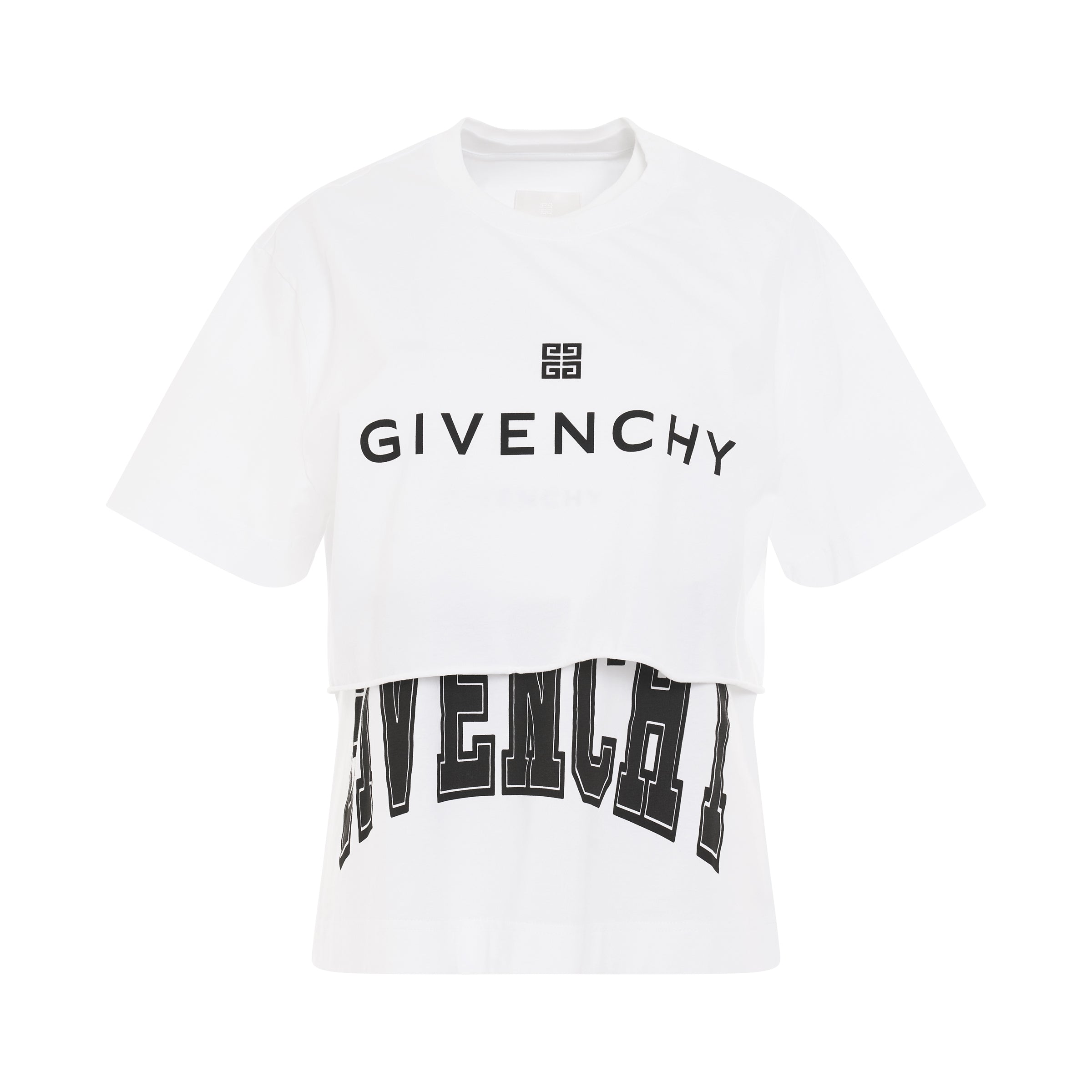 GIVENCHY 4G Fire Logo Embroidered Layered T-Shirt in White – MARAIS