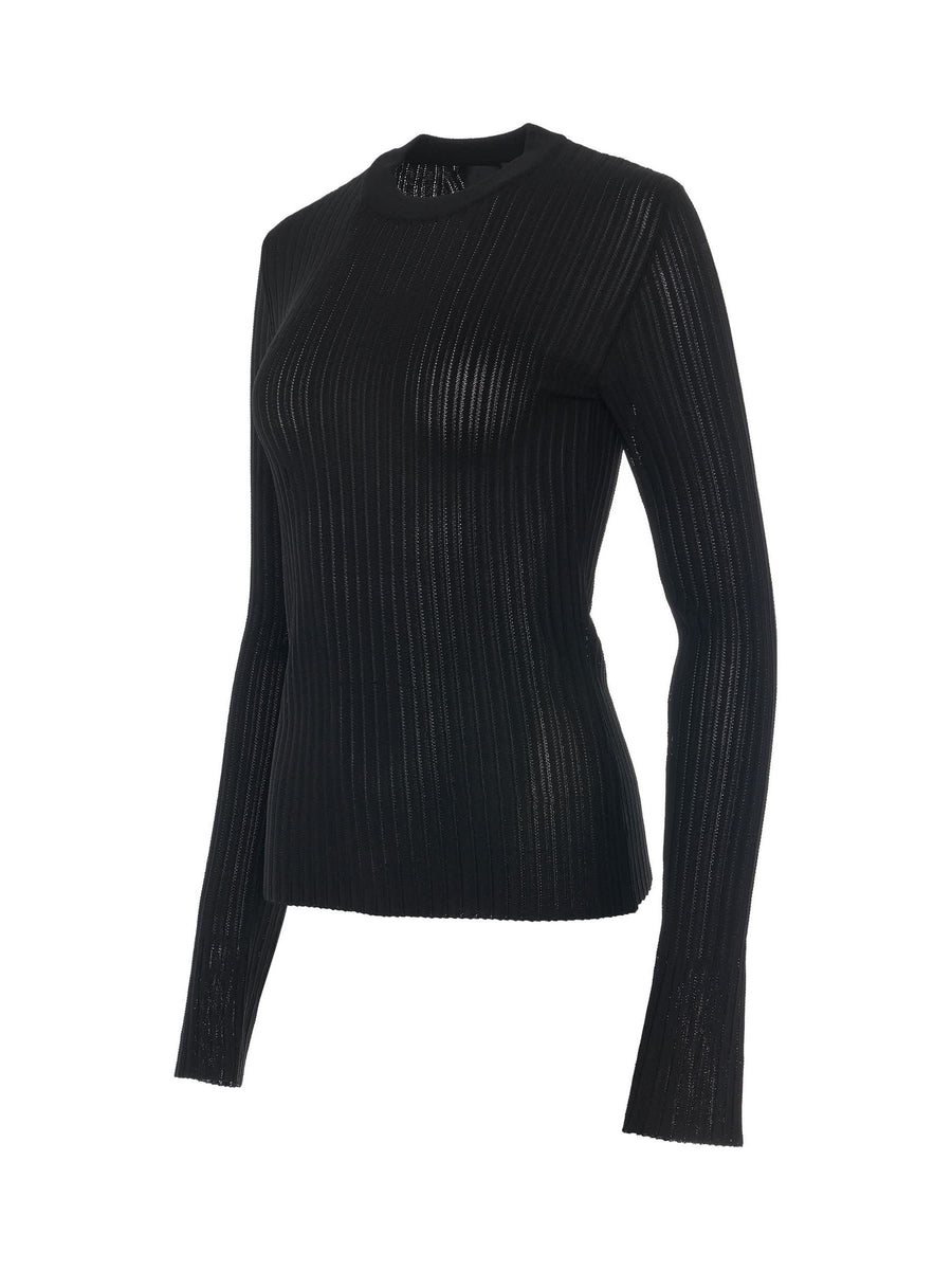 Ribbed Crewneck Sweater in Black