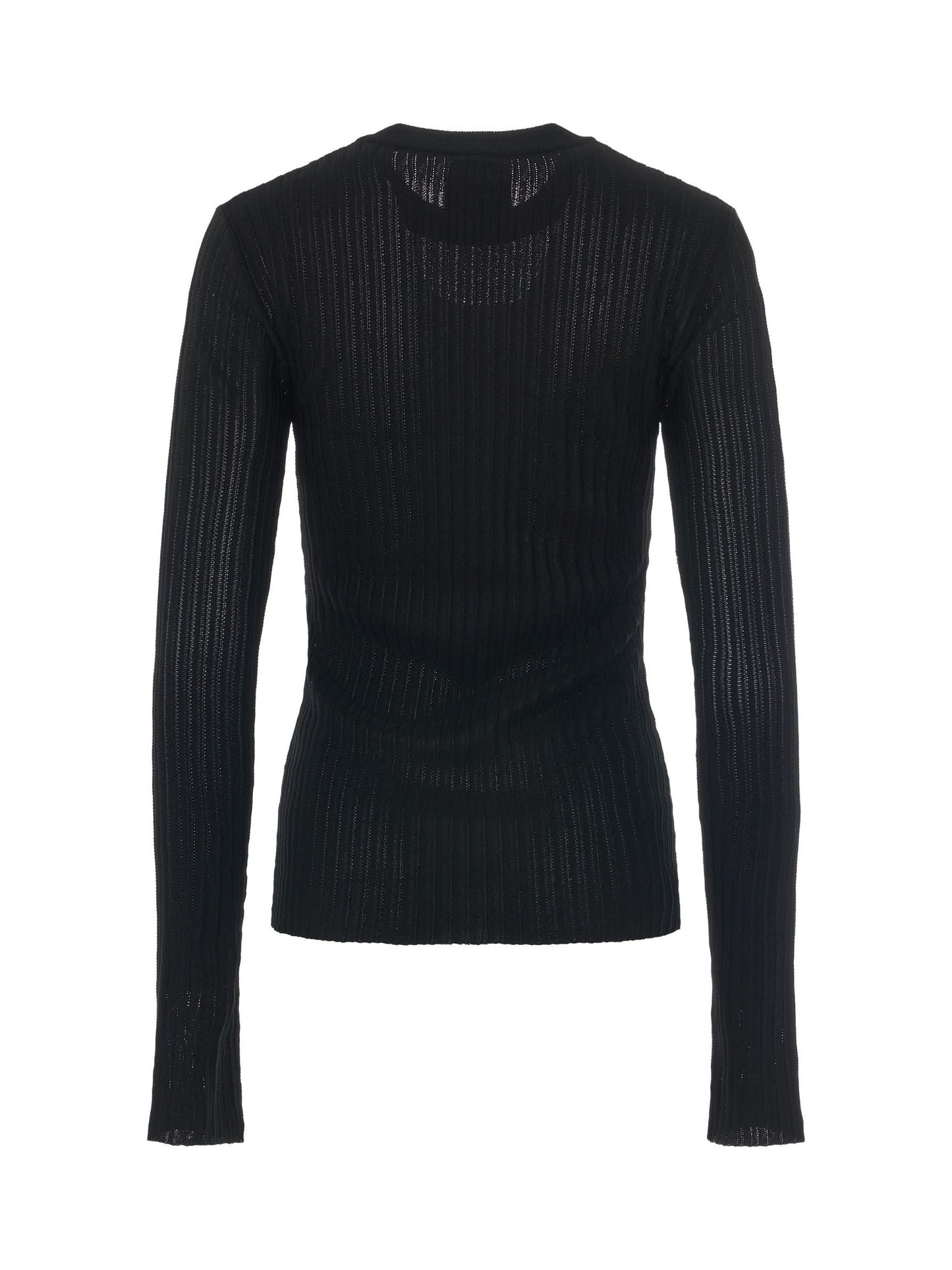Ribbed Crewneck Sweater in Black