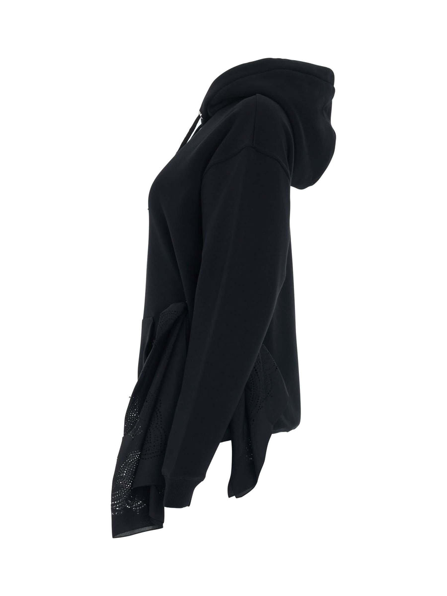 Side Eyelet Bandanas Hoodie in Black