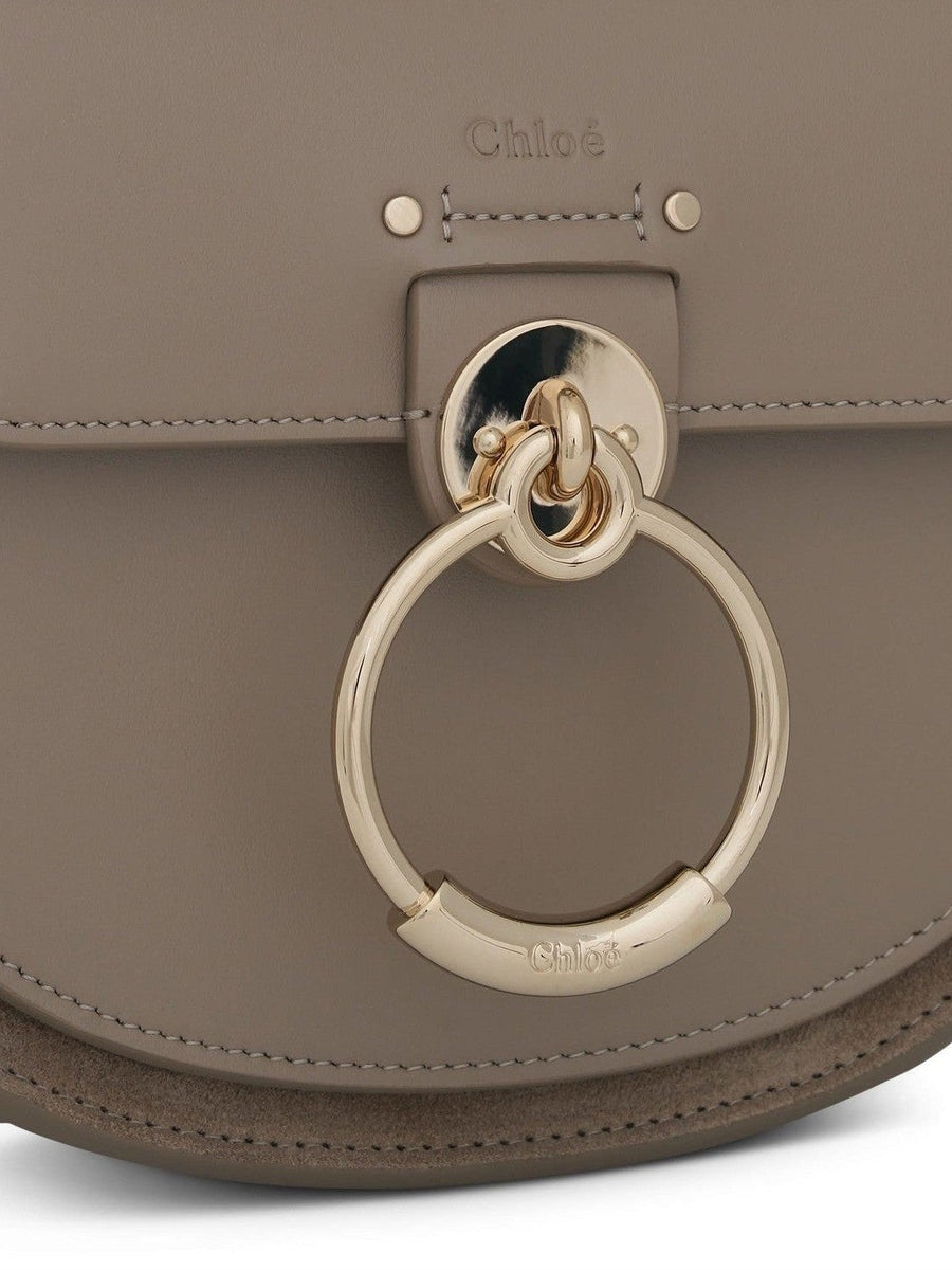 Chloe Small Tess Bag in Shiny & Suede Calfskin in Motty Grey