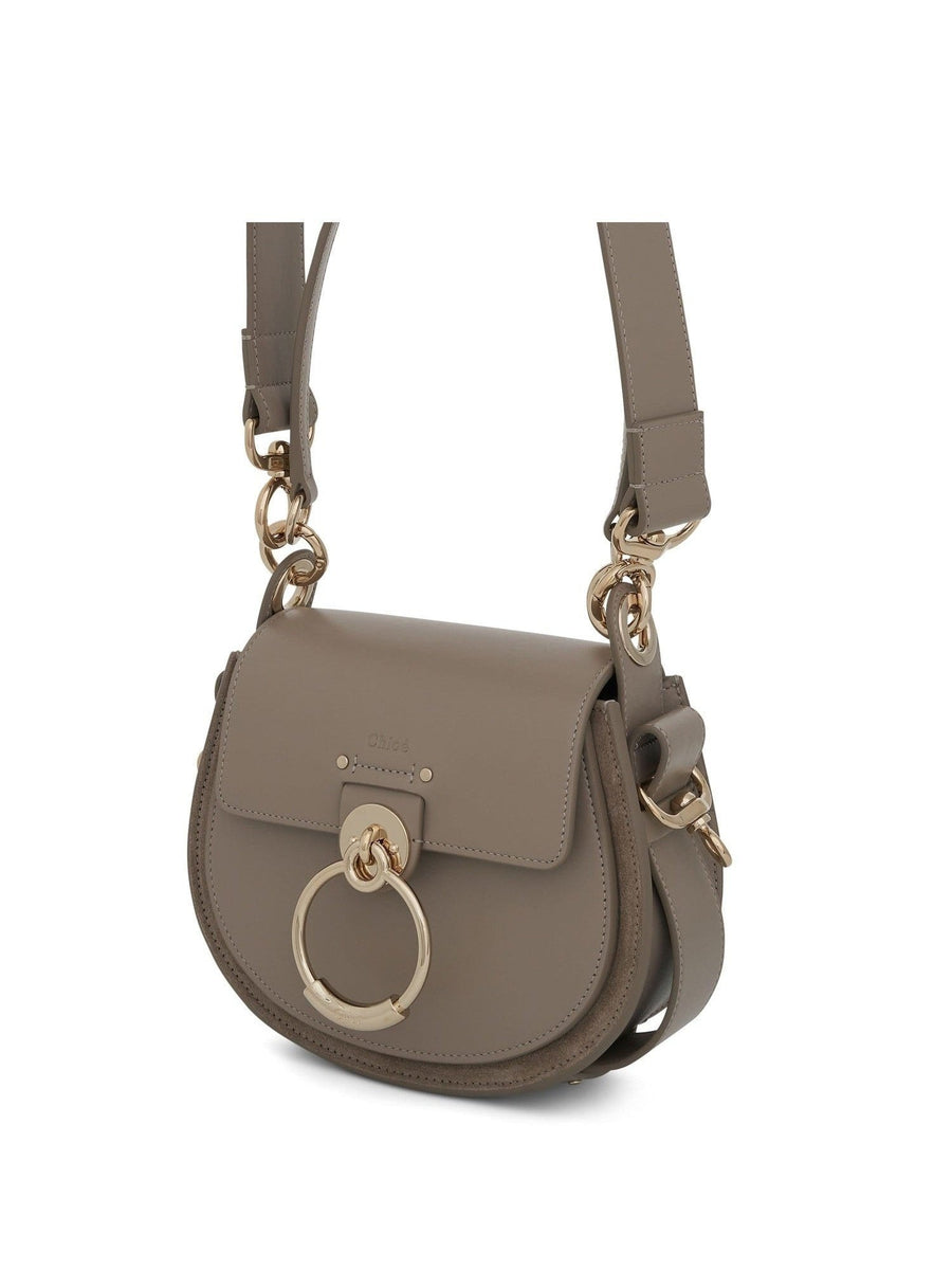 Chloe Small Tess Bag in Shiny & Suede Calfskin in Motty Grey