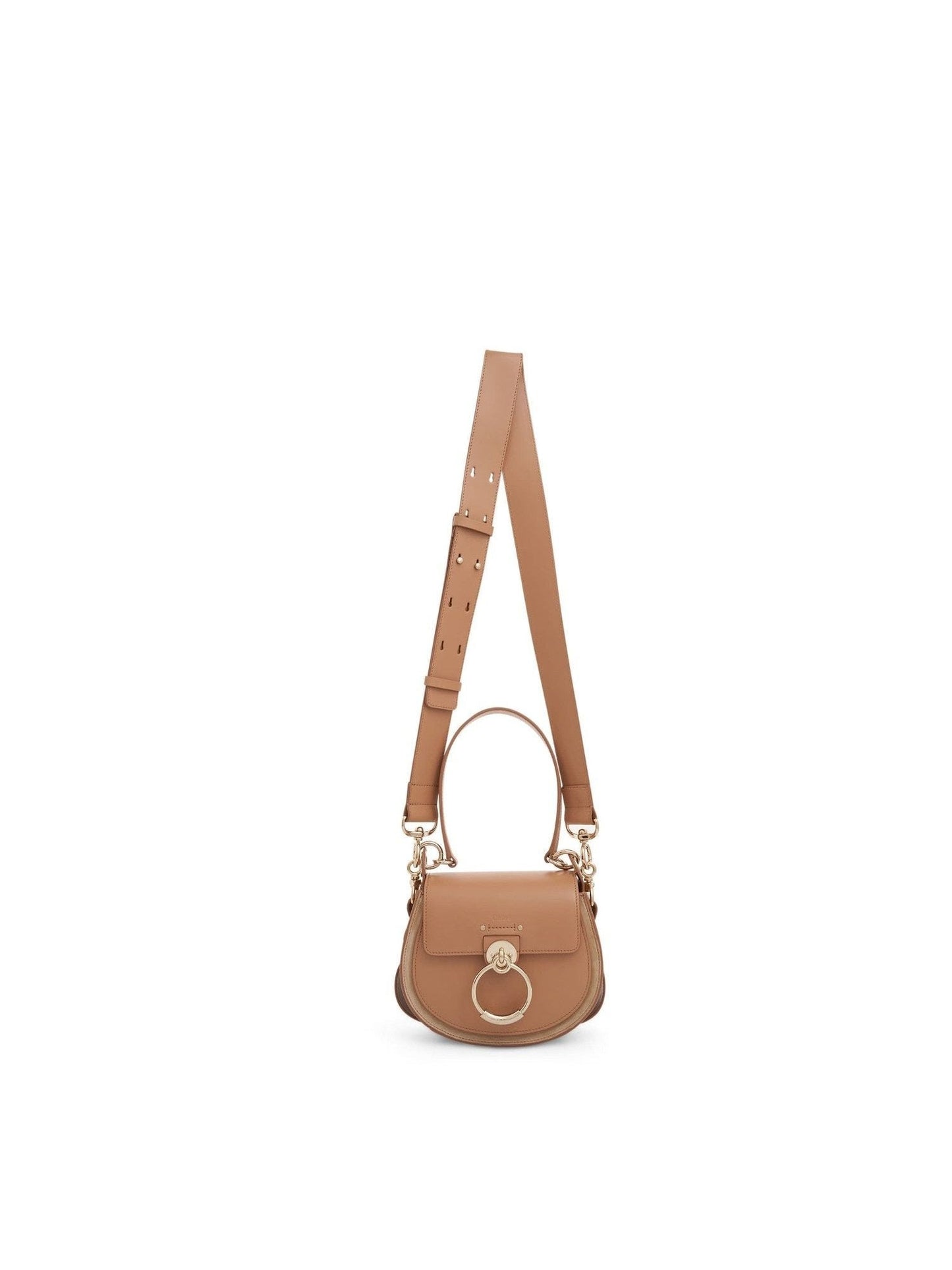 Small Tess Bag in Shiny & Suede Calfskin in Light Tan