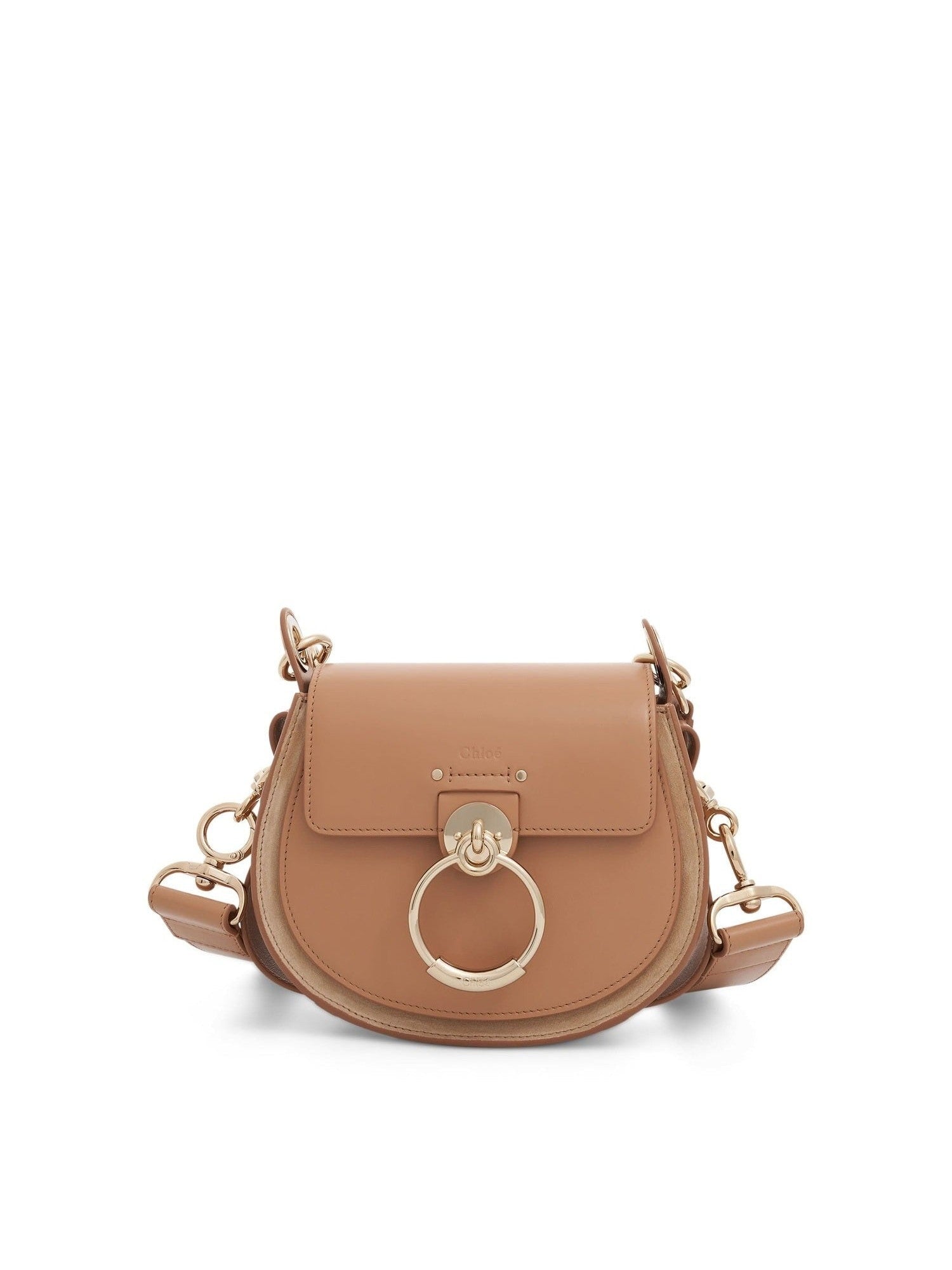 Small Tess Bag in Shiny Suede Calfskin in Light Tan